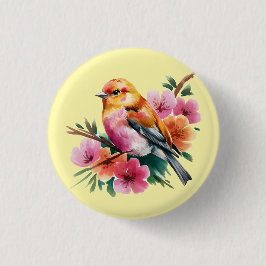 Pink Flower Bird 缶バッジ