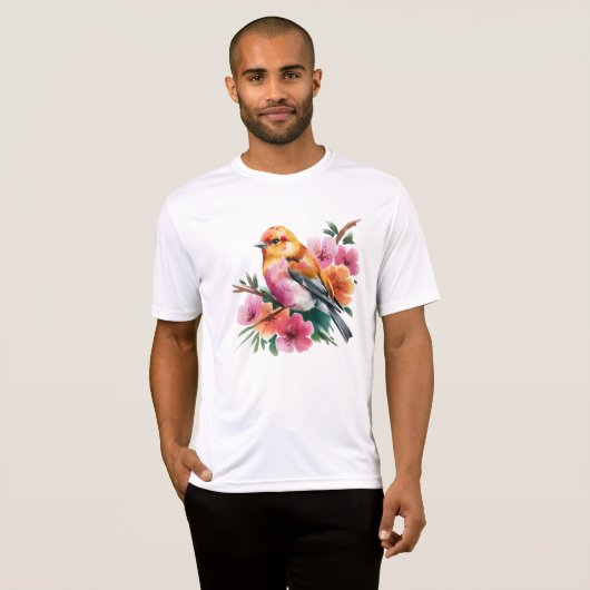 Pink Flower Bird Tシャツ (正面フル)