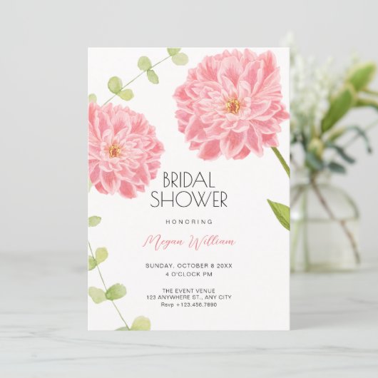 Pink flower bloom bridal shower  招待状 (スタンド正面)