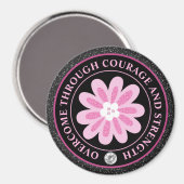 Pink Flower Breast Cancer Awareness Design マグネット (正面/裏面)