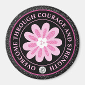 Pink Flower Breast Cancer Awareness Design マグネット (正面)