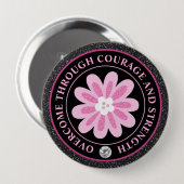 Pink Flower Breast Cancer Awareness Design 缶バッジ (正面&裏面)