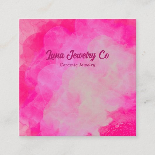 Pink Flower Burst Jewelry Craft Business Card スクエア名刺 (正面)