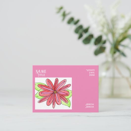 Pink Flower Business Cards 名刺 (スタンド正面)