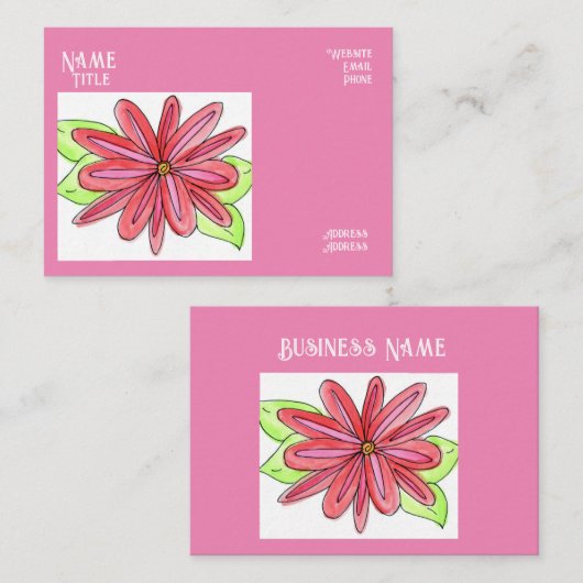 Pink Flower Business Cards 名刺 (正面/裏面)