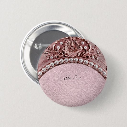 Pink Flower Button 缶バッジ (正面&裏面)