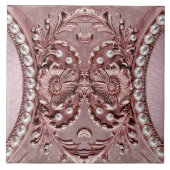 Pink Flower Ceramic Tile タイル (正面)