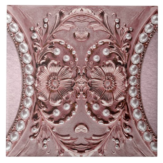 Pink Flower Ceramic Tile タイル (正面)