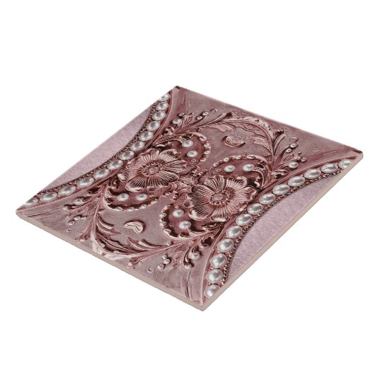Pink Flower Ceramic Tile タイル (側面)