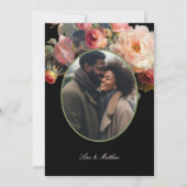 Pink Flower Dark Floral | Photo Wedding 招待状 (裏面)