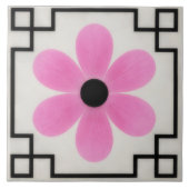 Pink Flower Decorative Tile Trivet タイル (正面)