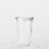 Pink Flower Floral Hand Drawn Cute Add Name アクリルタンブラー (右)