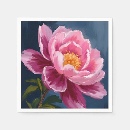 Pink Flower Floral Watercolor Painting スタンダードカクテルナプキン (正面)