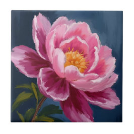 Pink Flower Floral Watercolor Painting タイル