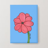 Pink Flower Full with Blue background 缶バッジ (正面)