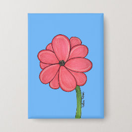 Pink Flower Full with Blue background 缶バッジ