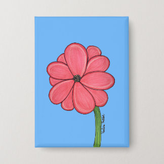 Pink Flower Full with Blue background 缶バッジ
