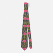 Pink Flower Green Leaf Neck Tie ネクタイ (正面)