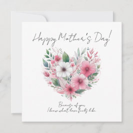 Pink Flower Heart Happy Mother’s Day 招待状