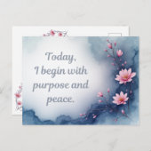 Pink Flower Inspirational Affirmation ポストカード (正面/裏面)