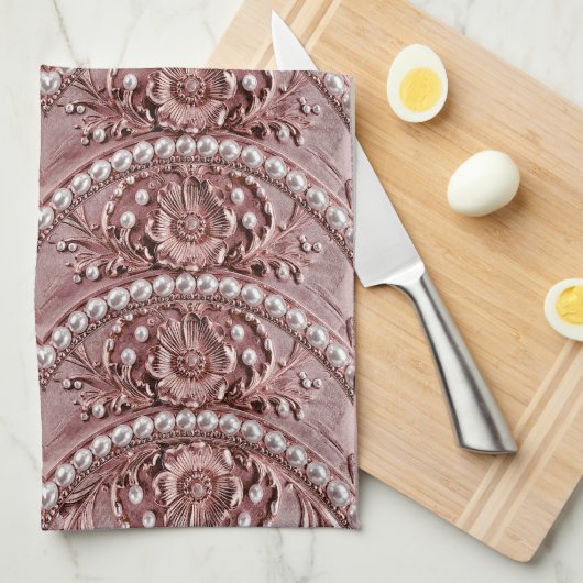 Pink Flower Kitchen Towel キッチンタオル (四つ折り)