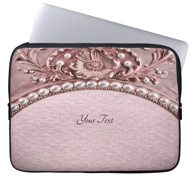 Pink Flower Laptop Sleeve ラップトップスリーブ (正面)
