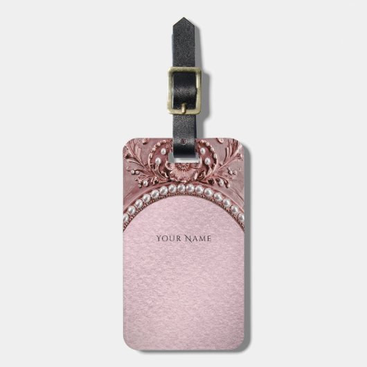 Pink Flower Luggage Tag ラゲッジタグ (正面縦)