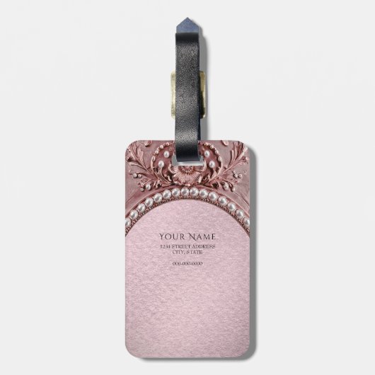 Pink Flower Luggage Tag ラゲッジタグ (裏面縦)