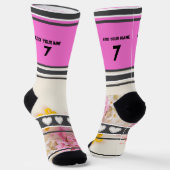 Pink Flower- Name Number Socks ソックス (傾斜あり)