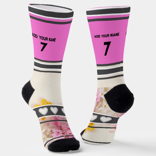 Pink Flower- Name Number Socks ソックス (傾斜あり)
