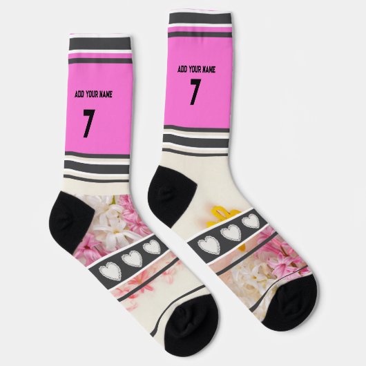 Pink Flower- Name Number Socks ソックス (右)