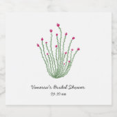 Pink Flower Ocotillo Cactus Bridal Shower スパークリングワインラベル (シングルラベル)