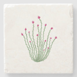 Pink Flower Ocotillo Cactus Desert Stone Coaster ストーンコースター