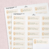 Pink Flower Orange Ogee Antique Serif Text ラベル