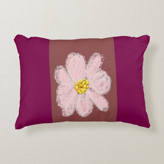 pink flower paint pillow アクセントクッション (正面)