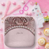 Pink Flower Paper Plate ペーパープレート (パーティー)