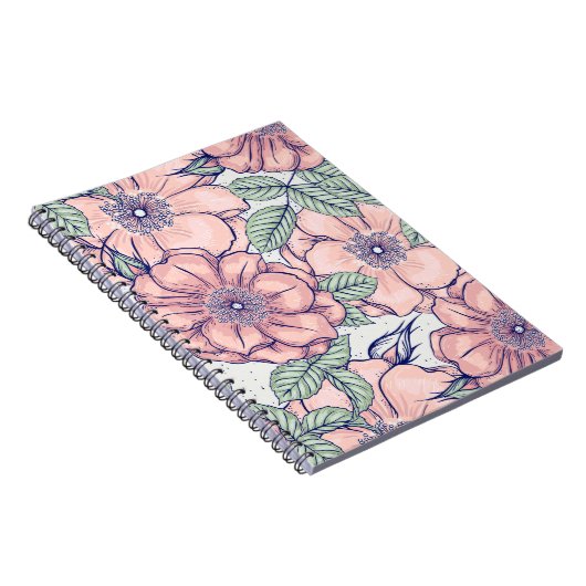 Pink Flower Pattern | Notebook Journal ノートブック (右側)