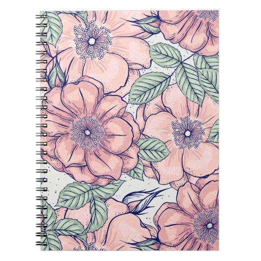 Pink Flower Pattern | Notebook Journal ノートブック (正面)