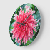 Pink Flower Photography, Canadian Dahlia ラージ壁時計 (傾斜)