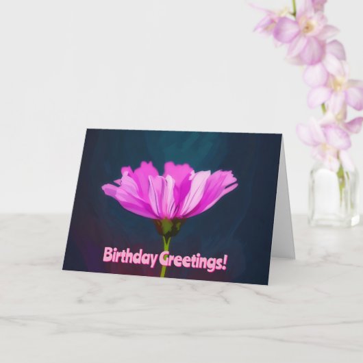 Pink Flower Pop Art Style Birthday Card カード (蘭)