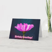 Pink Flower Pop Art Style Birthday Card カード (正面)