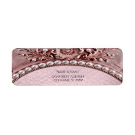 Pink Flower Return Address Label ラベル