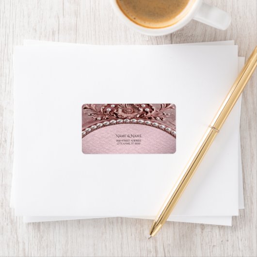 Pink Flower Return Address Label ラベル (インサイチュ)