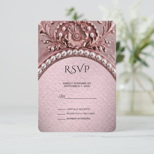 Pink Flower RSVP Card (スタンド正面)