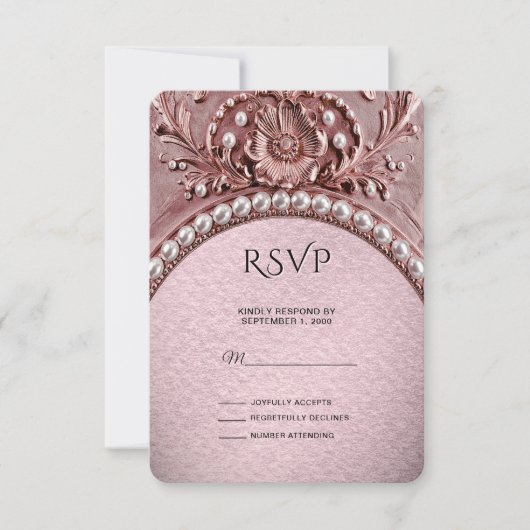 Pink Flower RSVP Card (正面)