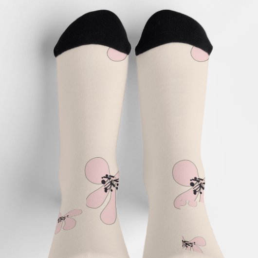 pink flower socks ソックス (上部)