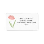 Pink Flower Spring Summer Address Label ラベル (正面)