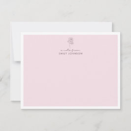 Pink flower & Stripes a Note From Flat Note Card 招待状