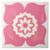 Pink Flower Symbol Decorative Tile Square タイル (正面)