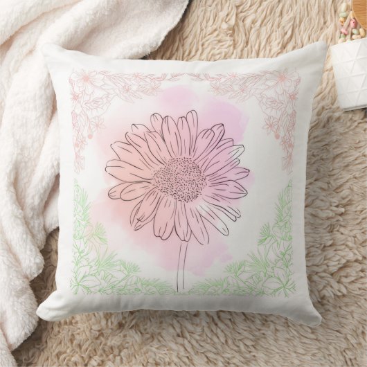 "Pink Flower Throw Pillow" クッション (ブランケット)